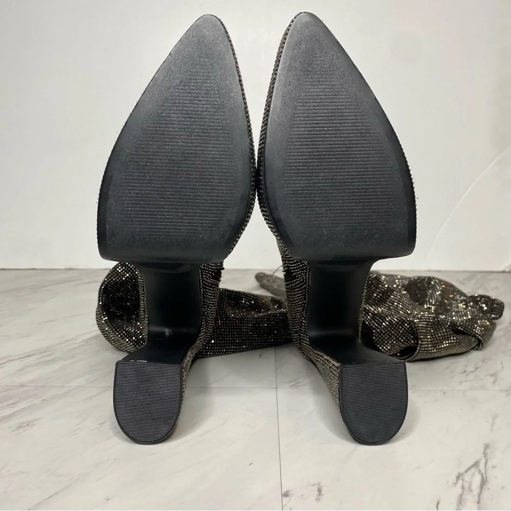 Steve Madden Sultry Rhinestone Thigh High Pointy Toe Platform Heeled Boot 8 1/2